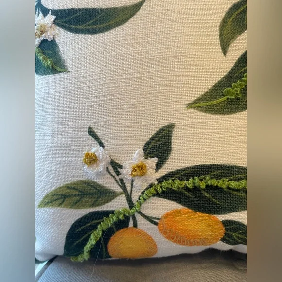 Lemon Embroidered Throw Pillow - Picture 3 of 8